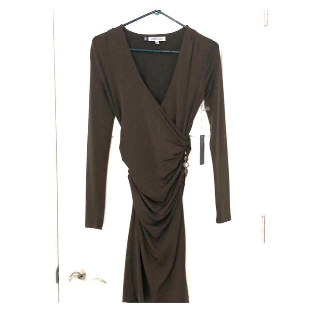 NWT Jennifer Lopez Brown Wrap Dress in XS